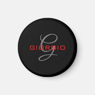 Svartrött ditt namn - första monogrammodern magnet