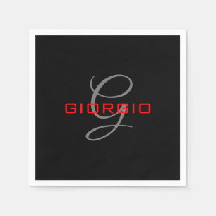 Svartrött ditt namn - första monogrammodern pappersservett