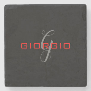 Svartrött ditt namn - första monogrammodern stenunderlägg