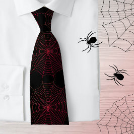 Svartrött spindelnät Halloween mönster (2 sidor) Slips