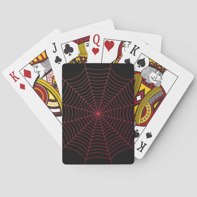 Svartrött spindelnät Halloween mönster Casinokort (Baksidan)