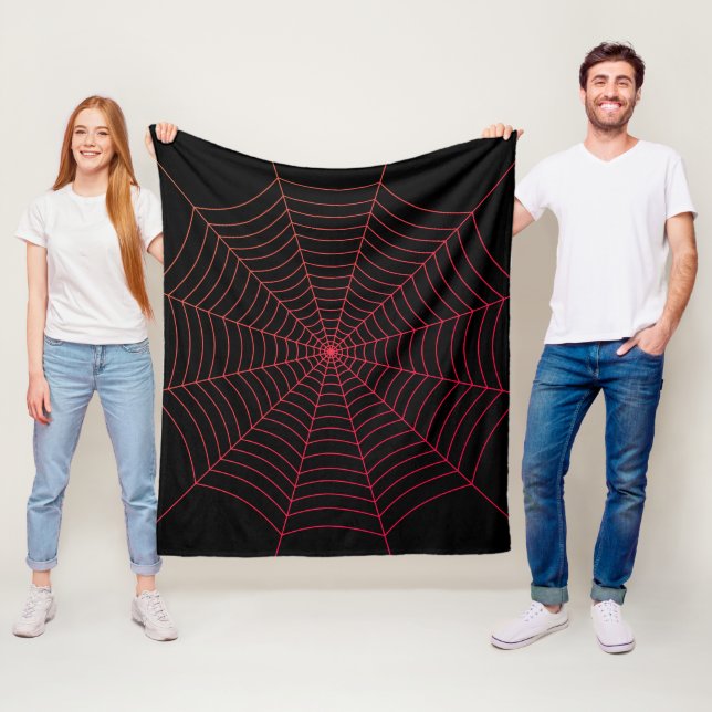 Svartrött spindelnät Halloween mönster Fleecefilt (På plats)