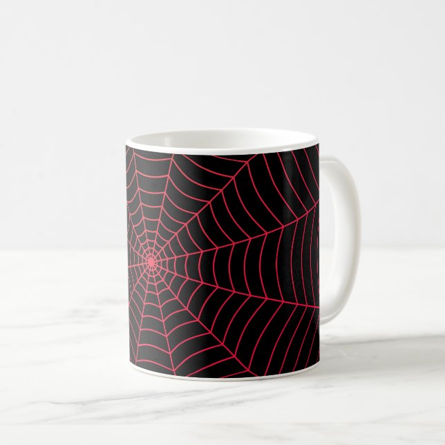 Svartrött spindelnät Halloween mönster Kaffemugg (Framsida höger)