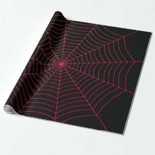 Svartrött spindelnät Halloween mönster Presentpapper