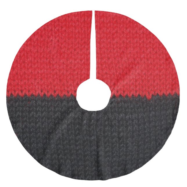 Svartrött sticka: strimlad closeup. julgransmatta borstad polyester (Framsidan)