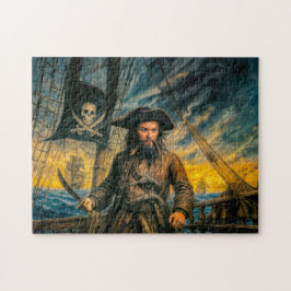 Svartskägg Piratstorm Porträtt Pussel