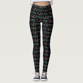 Svartskinn av Rainbow Music Note Leggings