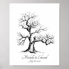 Svartskissad fingeravtrycksbok Träd Poster