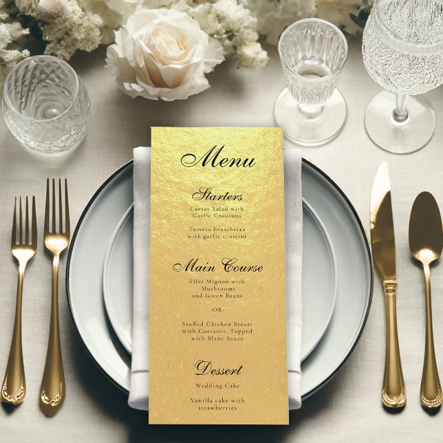 Svartskript för Faux Gold Foil Elegant Calligraphy Meny (Skapare uppladdad)