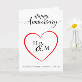 Svartskript, Monogram Heart Lycklig-årskort Kort