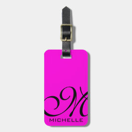 Svartskript Monogrammad Rosa Bagagebricka