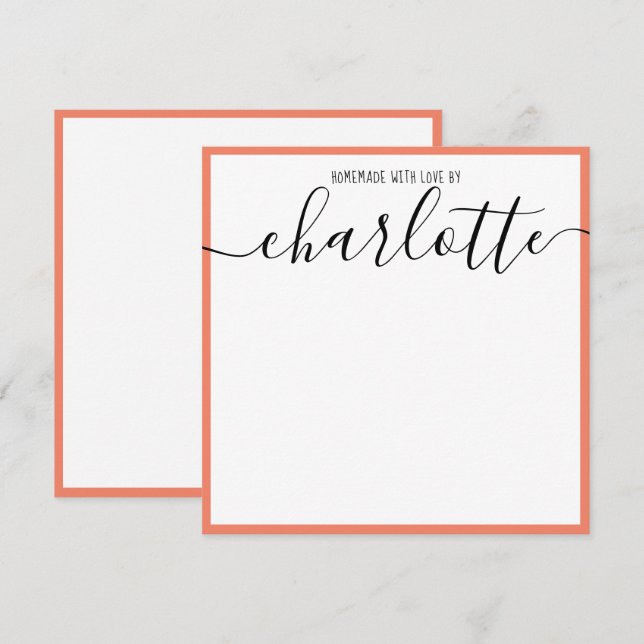 Svartskript Namn i elegant med minimalistisk korst Anteckningskort (Fram/baksida)