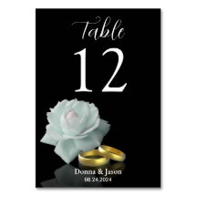 Svartskript vit ros Guld Ringar Elegant bröllop