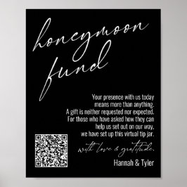 Svartskylt för contemporary Honeymoon Fund QR-kod Poster