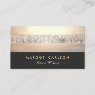 Svartstrimlad chic och Elegant Sequin Guld Visitkort