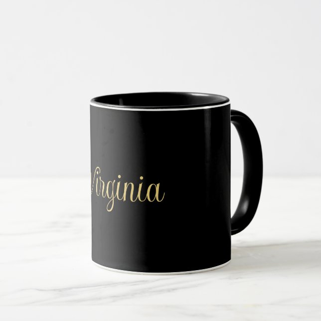 Svartsvart, helt enkelt elegant, guld-mall mugg (Framsida höger)