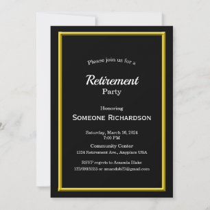 Svartsvart pension Party Guld Ram Inbjudningar
