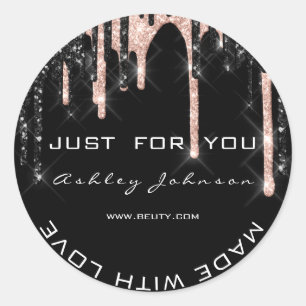 Svartsvart tack med Kärlek Namn smink Runt Klistermärke