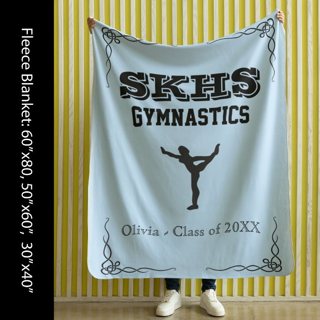 Svarttext Ull stor blanket i Gymnastics Team Fleecefilt (Gymnastics Team Black Text Fleece Med Blanket)