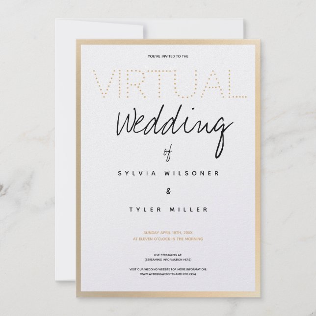 Svarttypografi virtuella Bröllop White Guld (Framsida)