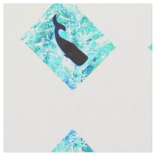 Svartvalar mönster blå/vit tyg (Närbild)