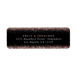 Svartvänd Namn Adress i Ro Guld Glitter Returadress Etikett
