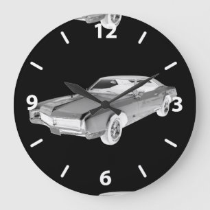 Svartvit 1967 Buick Riviera Pop Art Stor Klocka