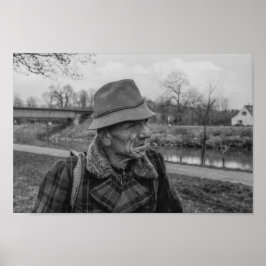 Svartvit 1968 Europeiska Porträtt av en man Poster