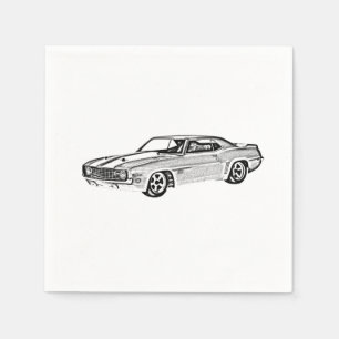 Svartvit 1969 Camaro Z28 Pappra Party Pappersservett