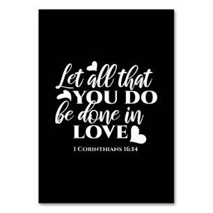 Svartvit 1 Corinthians 16:14 Bible Verse Art Bordsnummer