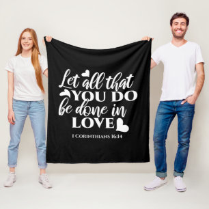 Svartvit 1 Corinthians 16:14 Bible Verse Art Fleecefilt