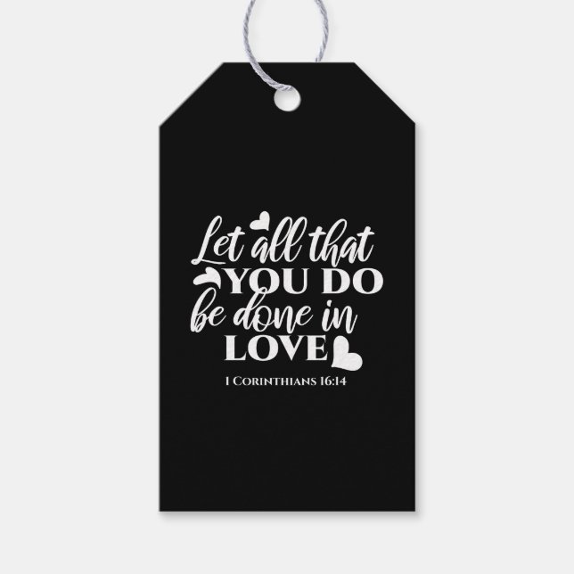 Svartvit 1 Corinthians 16:14 Bible Verse Art Presentetikett (Framsidan)