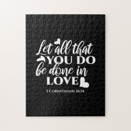 Svartvit 1 Corinthians 16:14 Bible Verse Art Pussel