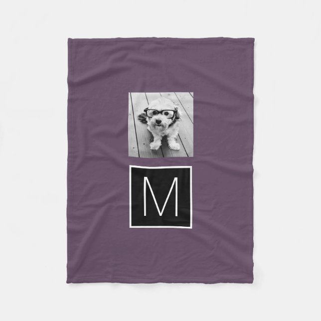 Svartvit 1 Photo Collage Anpassningsbar Monogram Fleecefilt (Framsidan)