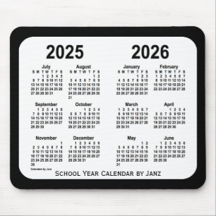 Svartvit 2025-2026 skolar kalendern vid Janz Musmatta