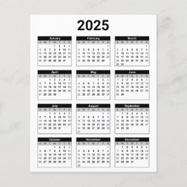 Svartvit 2025 års kalender Pappra Lakan