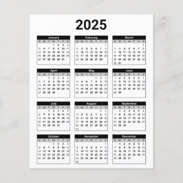 Svartvit 2025 års tid i en snabbkalender flygblad