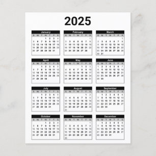 Svartvit 2025 års tid i en snabbkalender flygblad