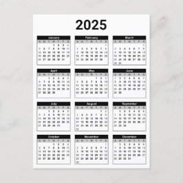 Svartvit 2025 års tid i en snabbkalender vykort