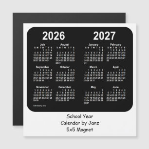 Svartvit 2026-2027 skolar kalendern vid Janz