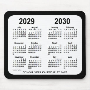 Svartvit 2029-2030 skolar kalendern vid Janz Musmatta