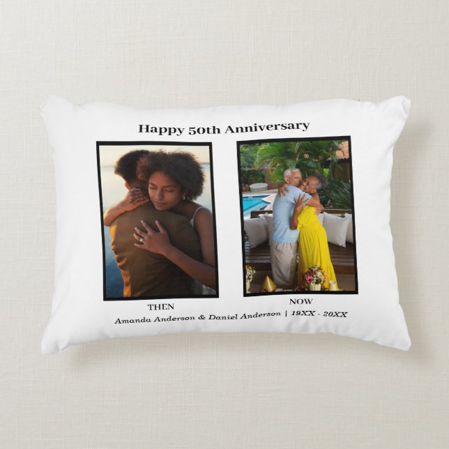 Svartvit 2-fotominnesdag prydnadskudde (Framsidan)