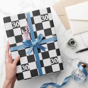 Svartvit 30års födelsedag-kontroll presentpapper