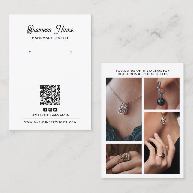 Svartvit, 4-foto-avläsningskort för Visning Visitkort (Fram/baksida)