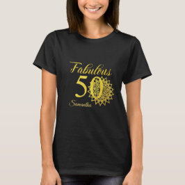 Svartvit, 50:e födelsedag, guld Glitter T Shirt