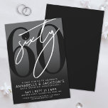 Svartvit 60-årsdagen Party Inbjudningar<br><div class="desc">Fira sextio år av kärlek med denna moderna inbjudan på 60-årsdagen av bröllop. Utformningen har en elegant grått-bakgrund med en subtil svart gradient för ett klassiskt utseende, elegant och perfekt för det traditionella "diamanttemat". Ett stort svart "60" sträcker sig över merparten av kortet, med ett handskrivet skript-stil-vitt "60"-skikt över det...</div>