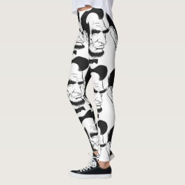 Svartvit Abraham Lincoln karikatyr Leggings