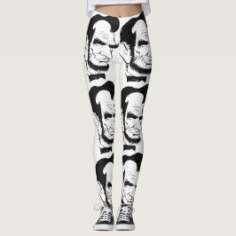 Svartvit Abraham Lincoln karikatyr Leggings