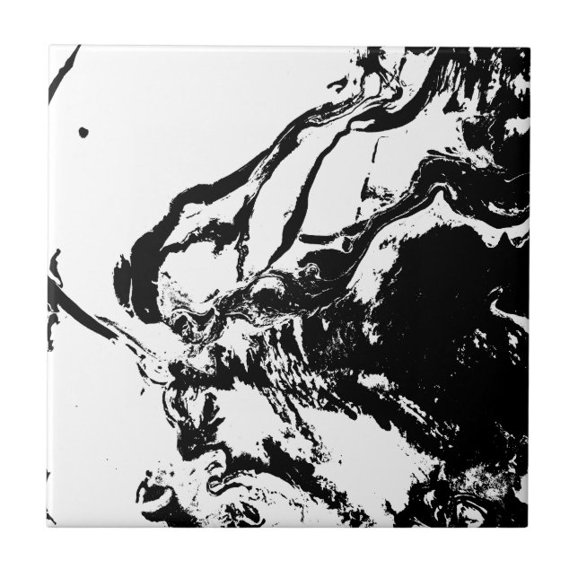 Svartvit Abstrakt Ansikte Incidental Art Kakelplatta (Framsidan)