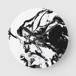 Svartvit Abstrakt Ansikte Incidental Art Rund Klocka